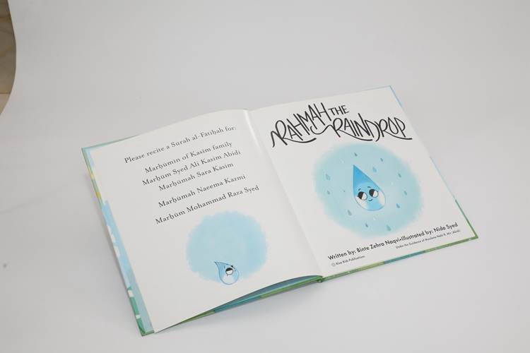 hardcover book with glitter text pages